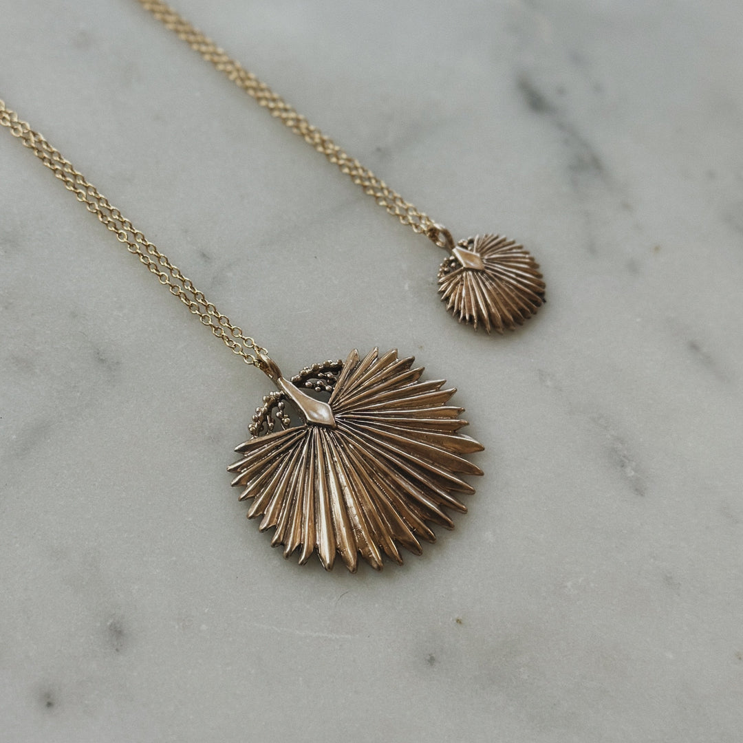 Small and Large Palmetto Leaf Necklace in Bronze