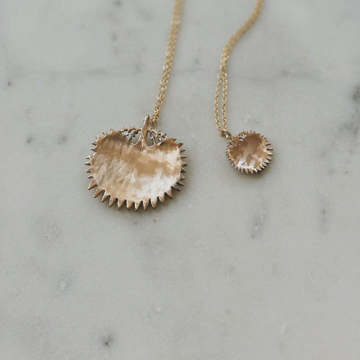 Small and Large Palmetto Leaf Necklace in Bronze