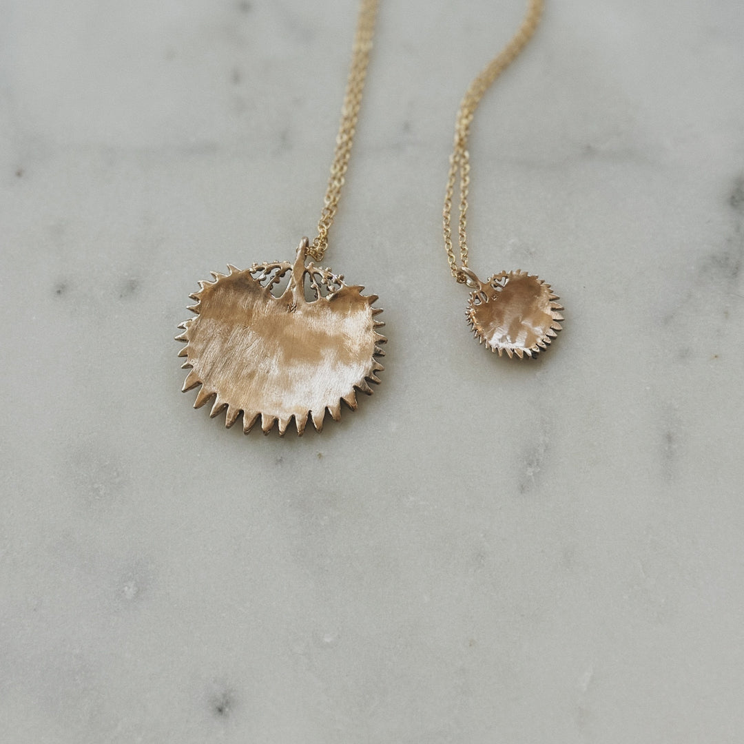 Small and Large Palmetto Leaf Necklace in Bronze