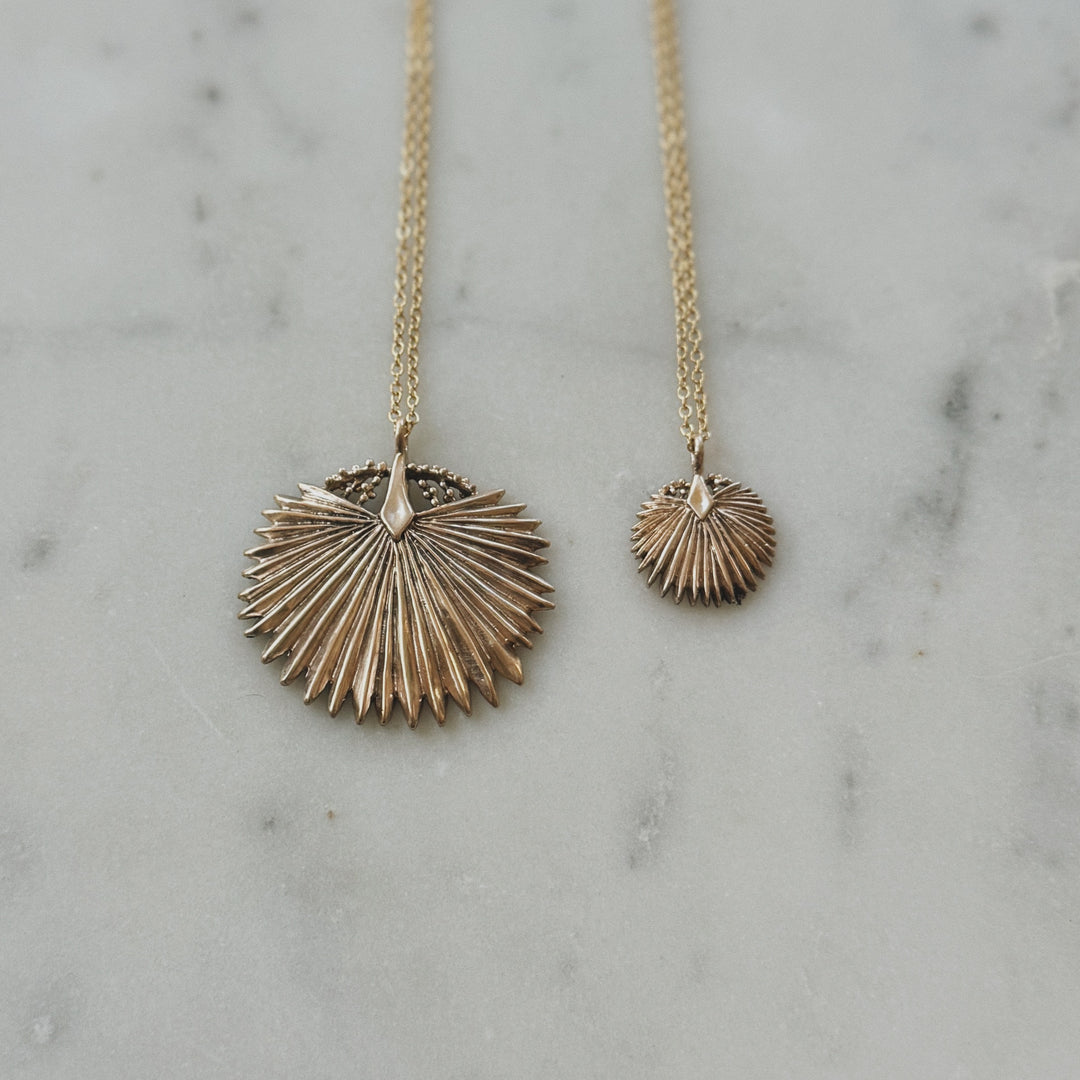 Small and Large Palmetto Leaf Necklace in Bronze