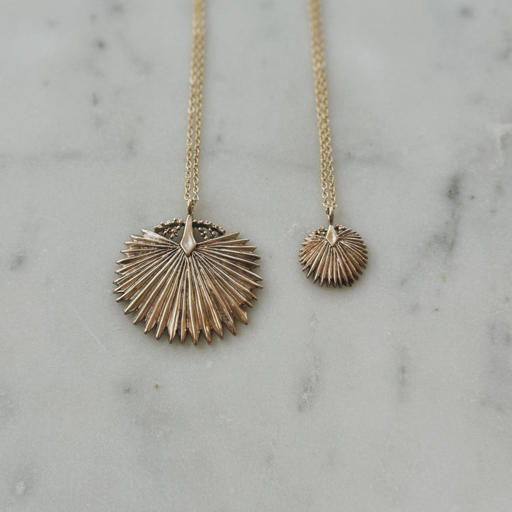 Small and Large Palmetto Leaf Necklace in Bronze