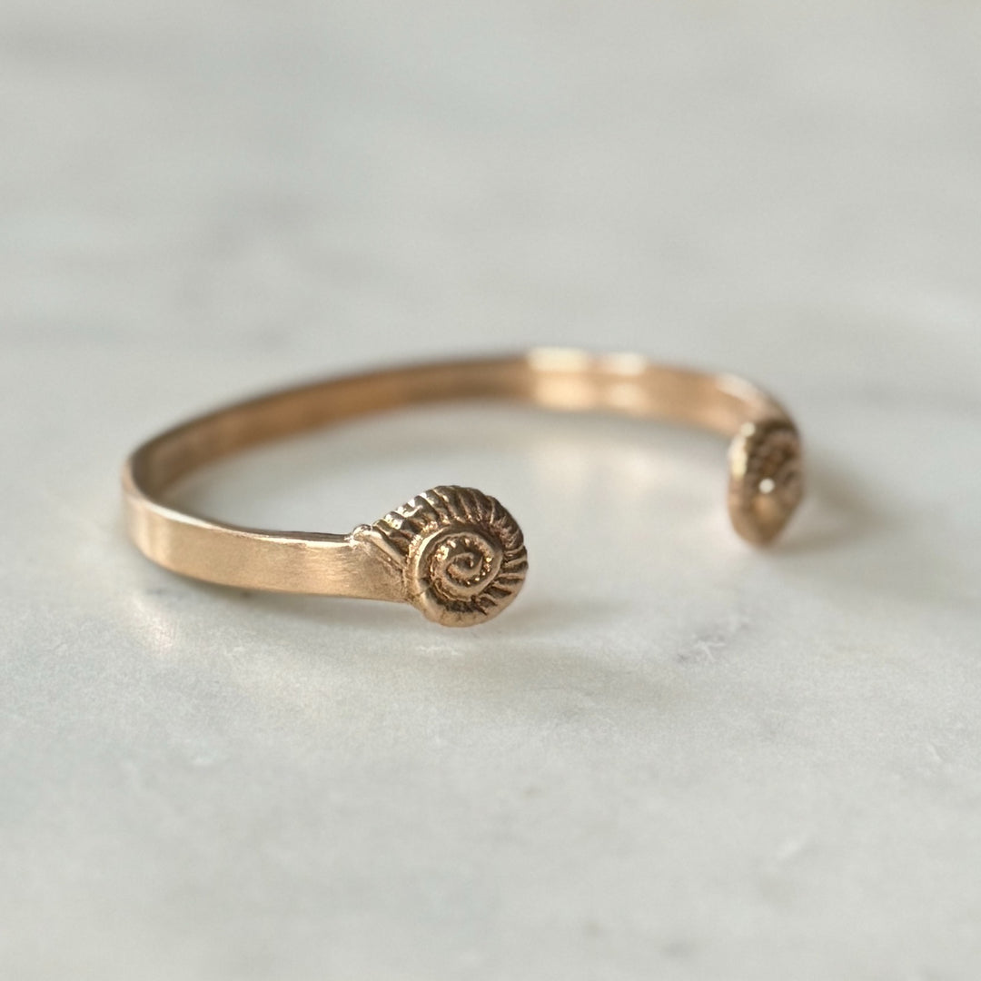 Bronze Bracelet with Spiral Snail Shell Design