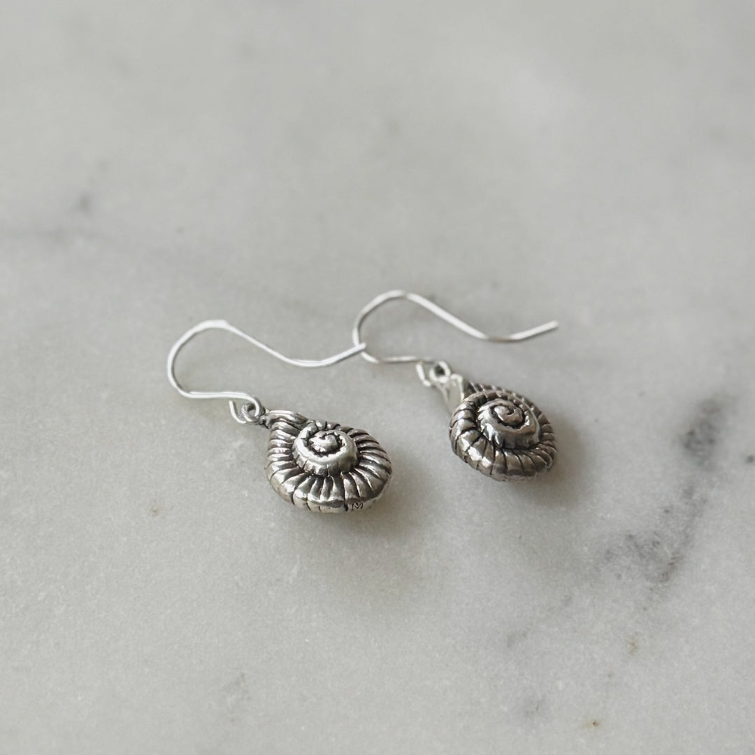 Pair of Sterling Silver Spiral Snail Shell Earrings