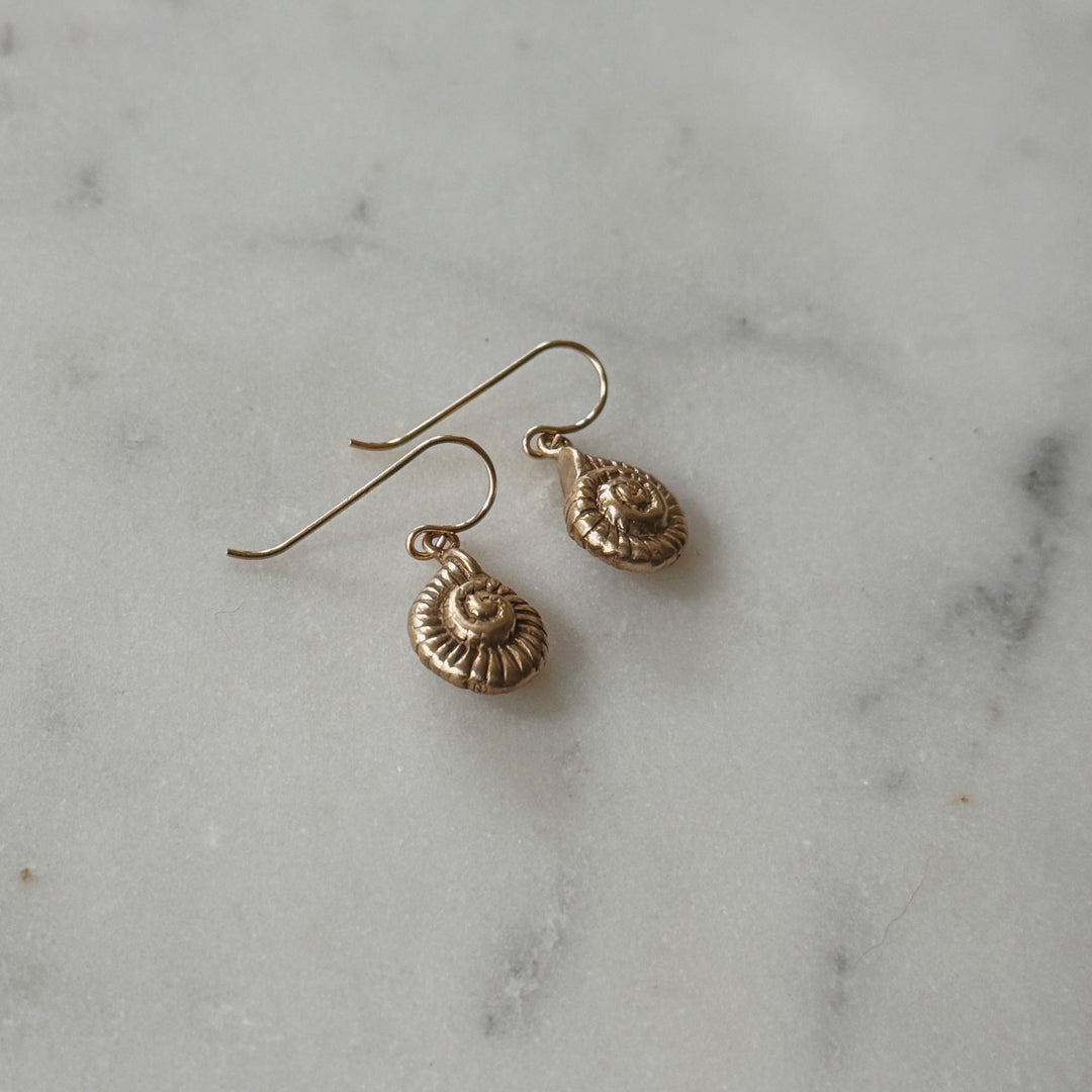 Pair of Bronze Spiral Snail Shell Earrings