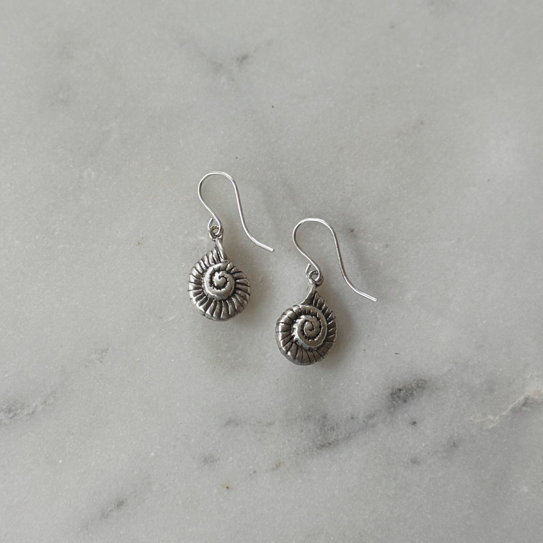 Pair of Sterling Silver Spiral Snail Shell Earrings