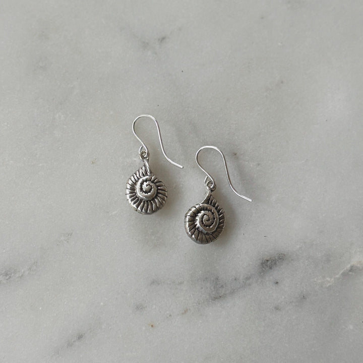 Pair of Sterling Silver Spiral Snail Shell Earrings