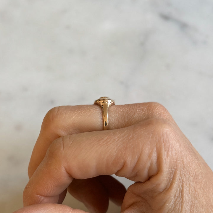 Person Wears Bronze Snail Shell Ring on Middle Finger