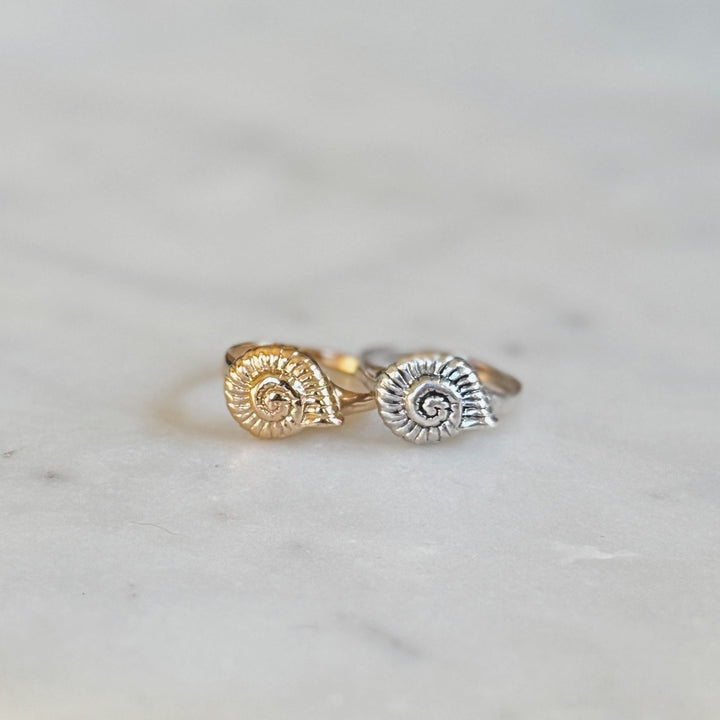 Bronze and Sterling Silver Snail Shell Rings