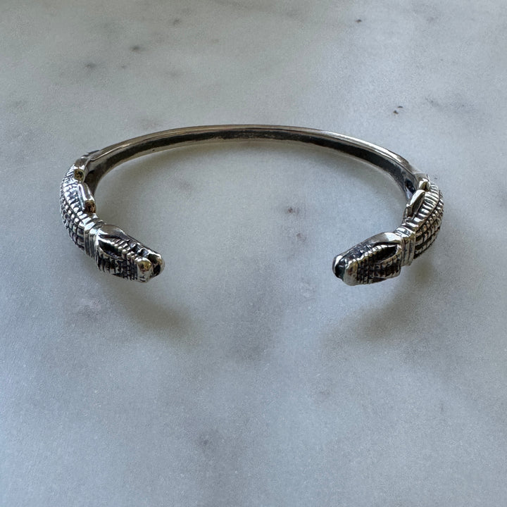 MIMOSA Handcrafted Louisiana Alligator Bracelet in Sterling Silver