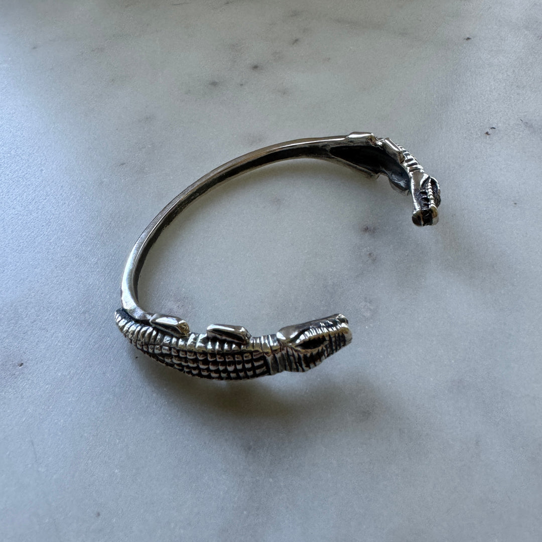 MIMOSA Handcrafted Louisiana Alligator Bracelet in Sterling Silver