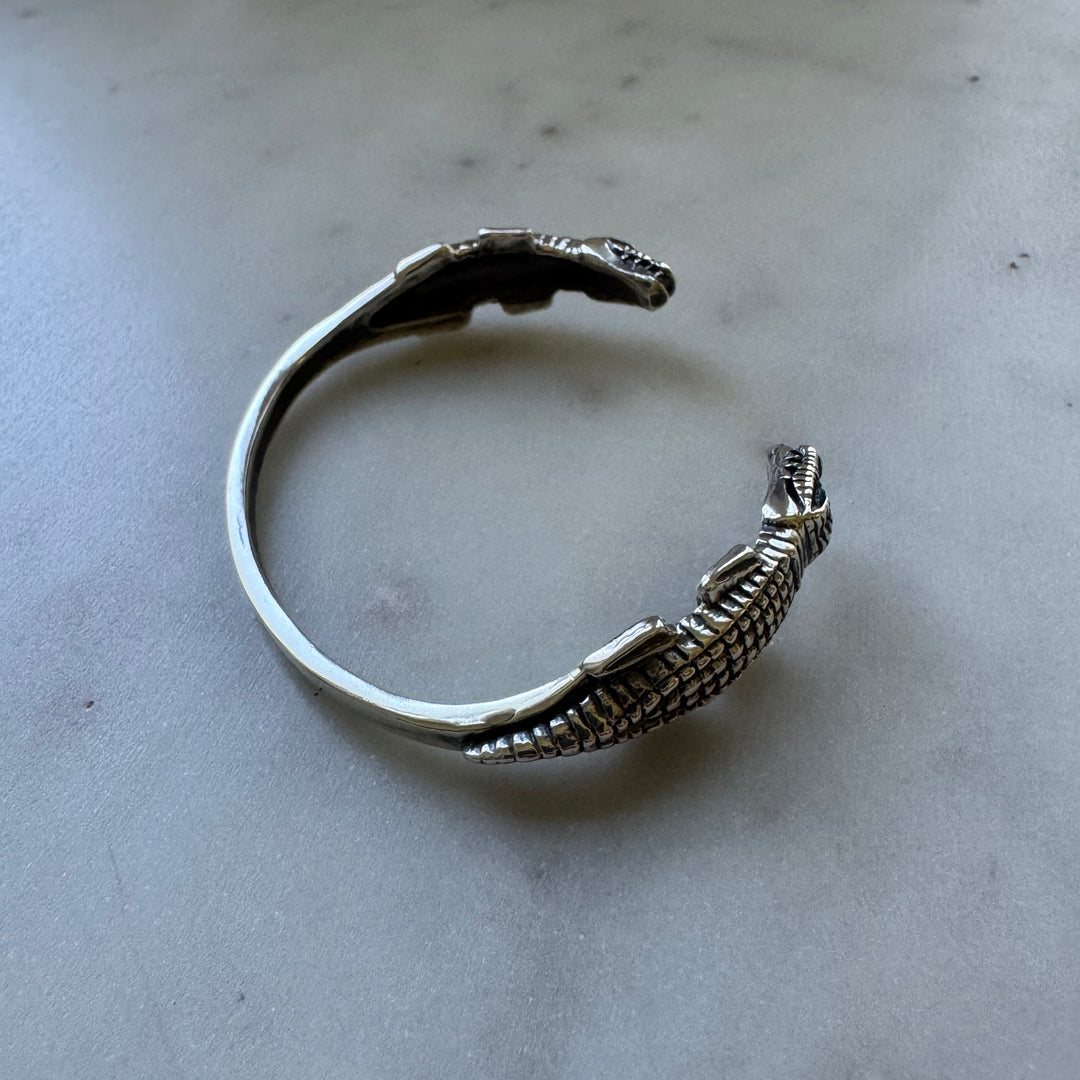 MIMOSA Handcrafted Louisiana Alligator Bracelet in Sterling Silver
