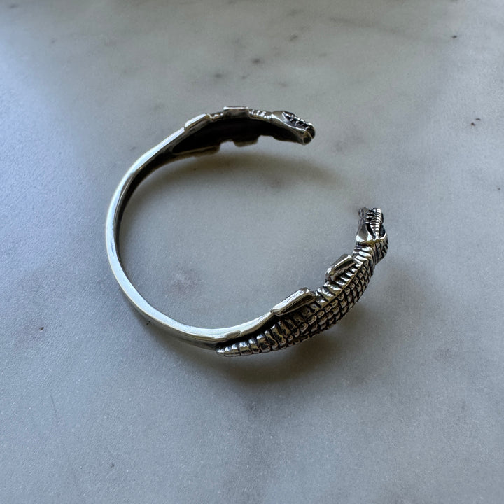 MIMOSA Handcrafted Louisiana Alligator Bracelet in Sterling Silver