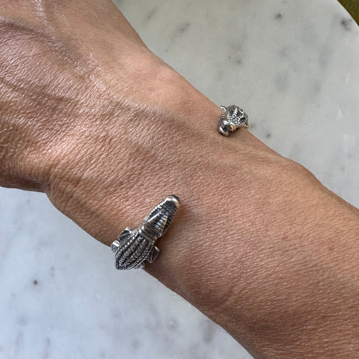 MIMOSA Handcrafted Louisiana Alligator Bracelet in Sterling Silver