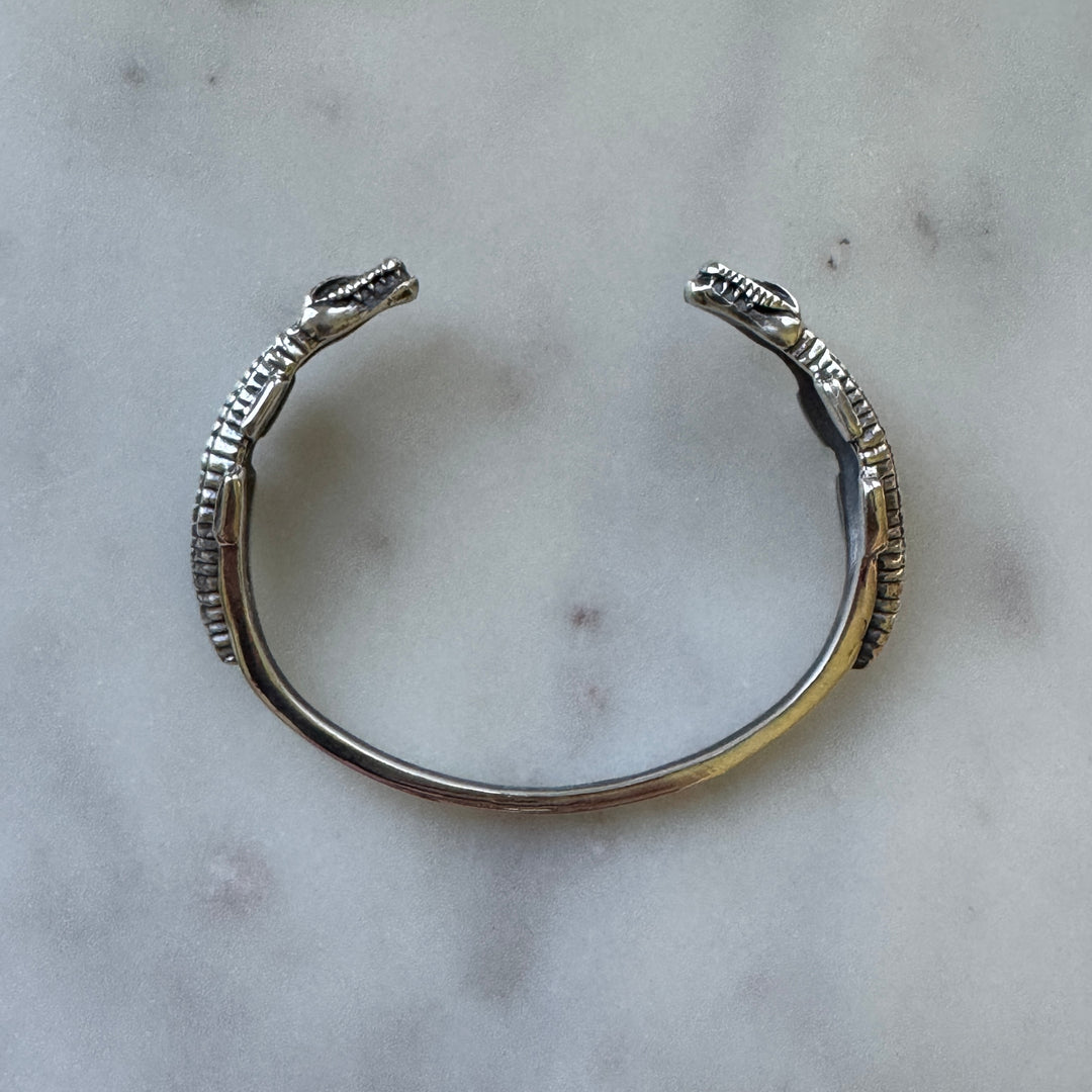 MIMOSA Handcrafted Louisiana Alligator Bracelet in Sterling Silver