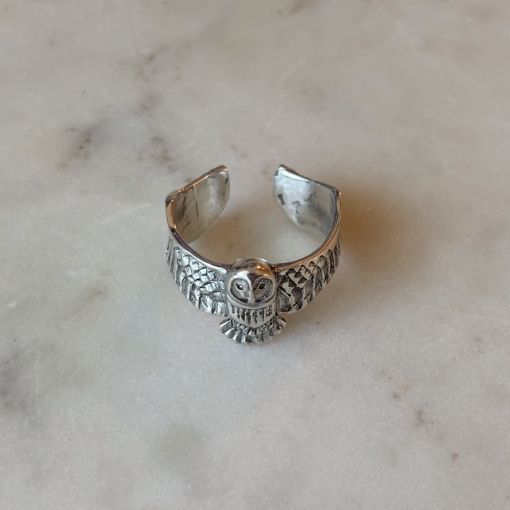 Sterling Silver Owl Ring from MIMOSA Handcrafted