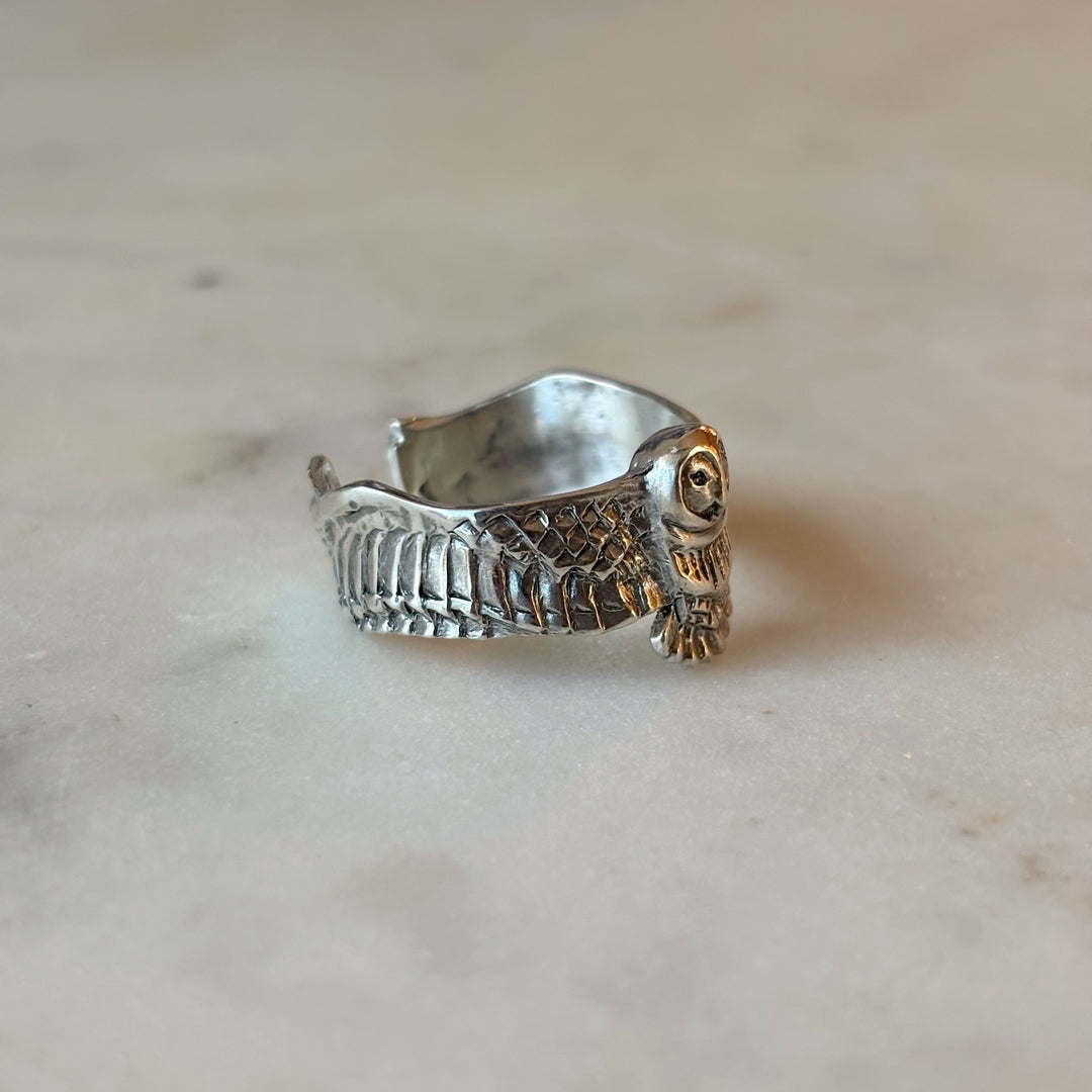 Sterling Silver Owl Ring from MIMOSA Handcrafted