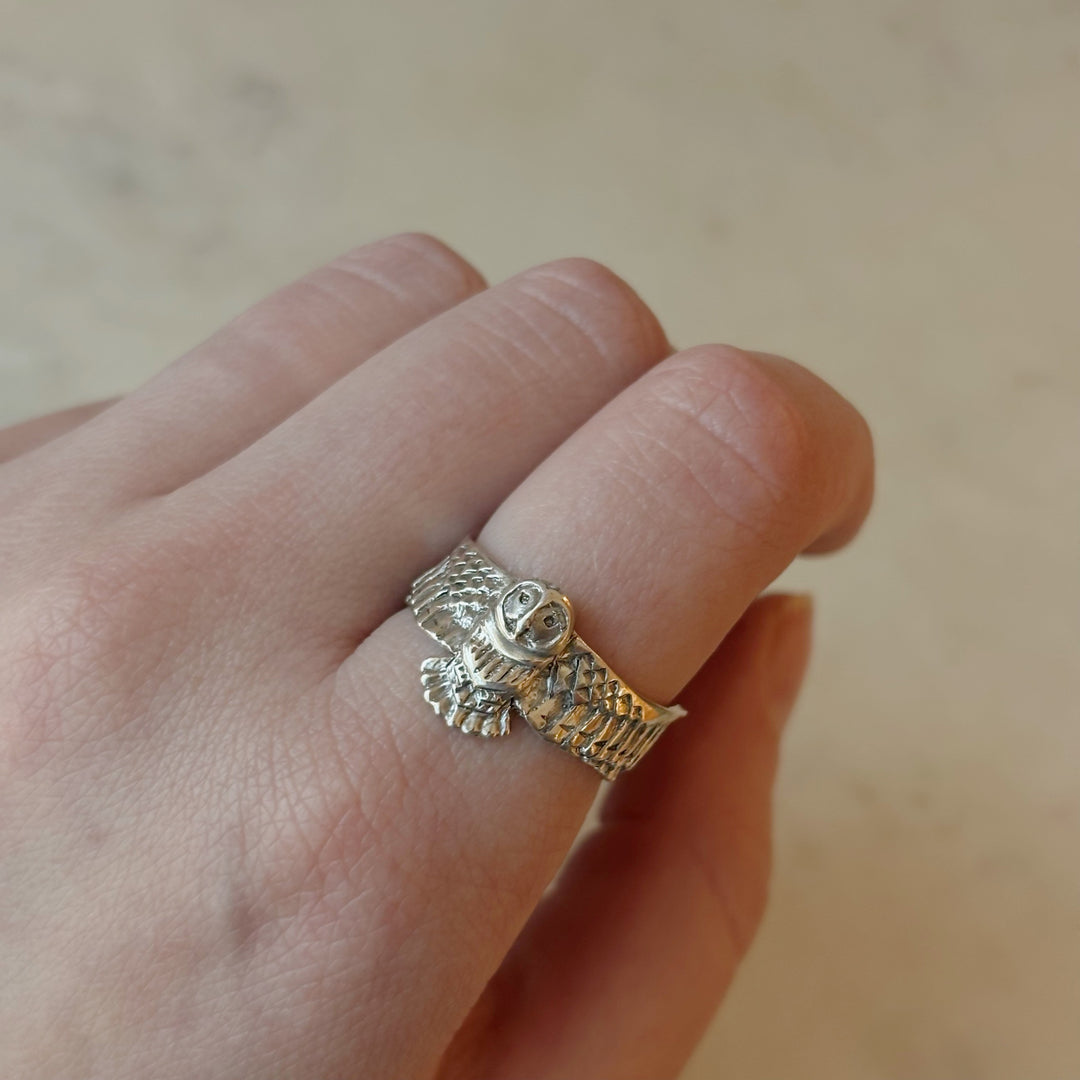 Sterling Silver Owl Ring from MIMOSA Handcrafted