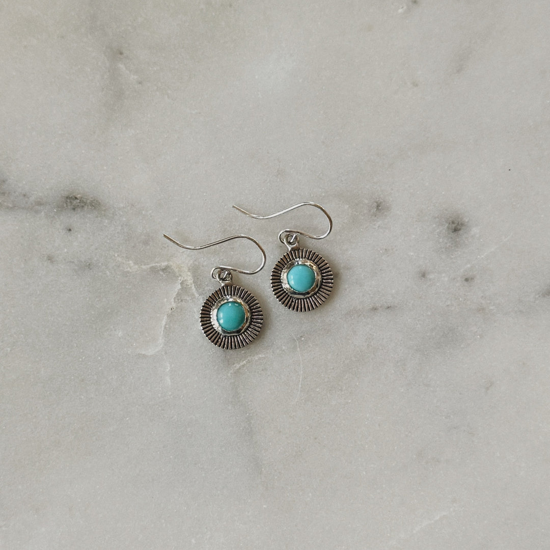 Sterling Silver and Turquoise Sunburst Earrings | MIMOSA Handcrafted