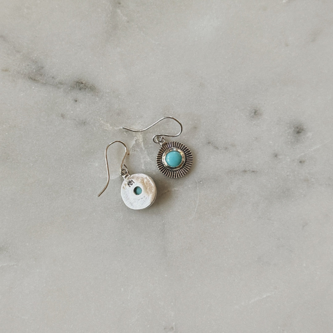Sterling Silver and Turquoise Sunburst Earrings | MIMOSA Handcrafted