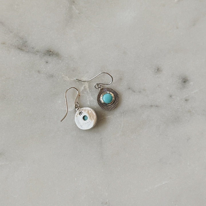 Sterling Silver and Turquoise Sunburst Earrings | MIMOSA Handcrafted
