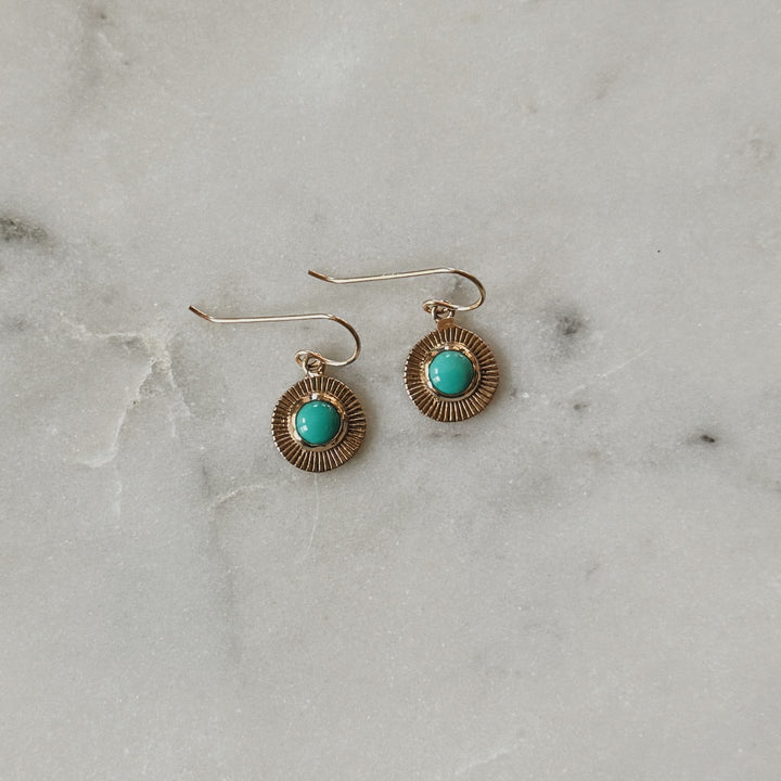Bronze and Turquoise Sunburst Earrings | MIMOSA Handcrafted