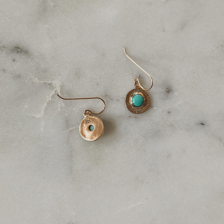 Bronze and Turquoise Sunburst Earrings | MIMOSA Handcrafted