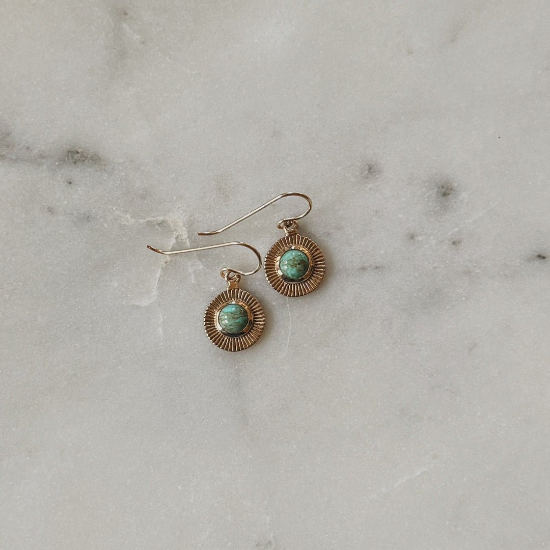 Bronze and Turquoise Sunburst Earrings | MIMOSA Handcrafted