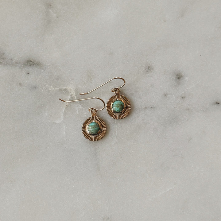 Bronze and Turquoise Sunburst Earrings | MIMOSA Handcrafted