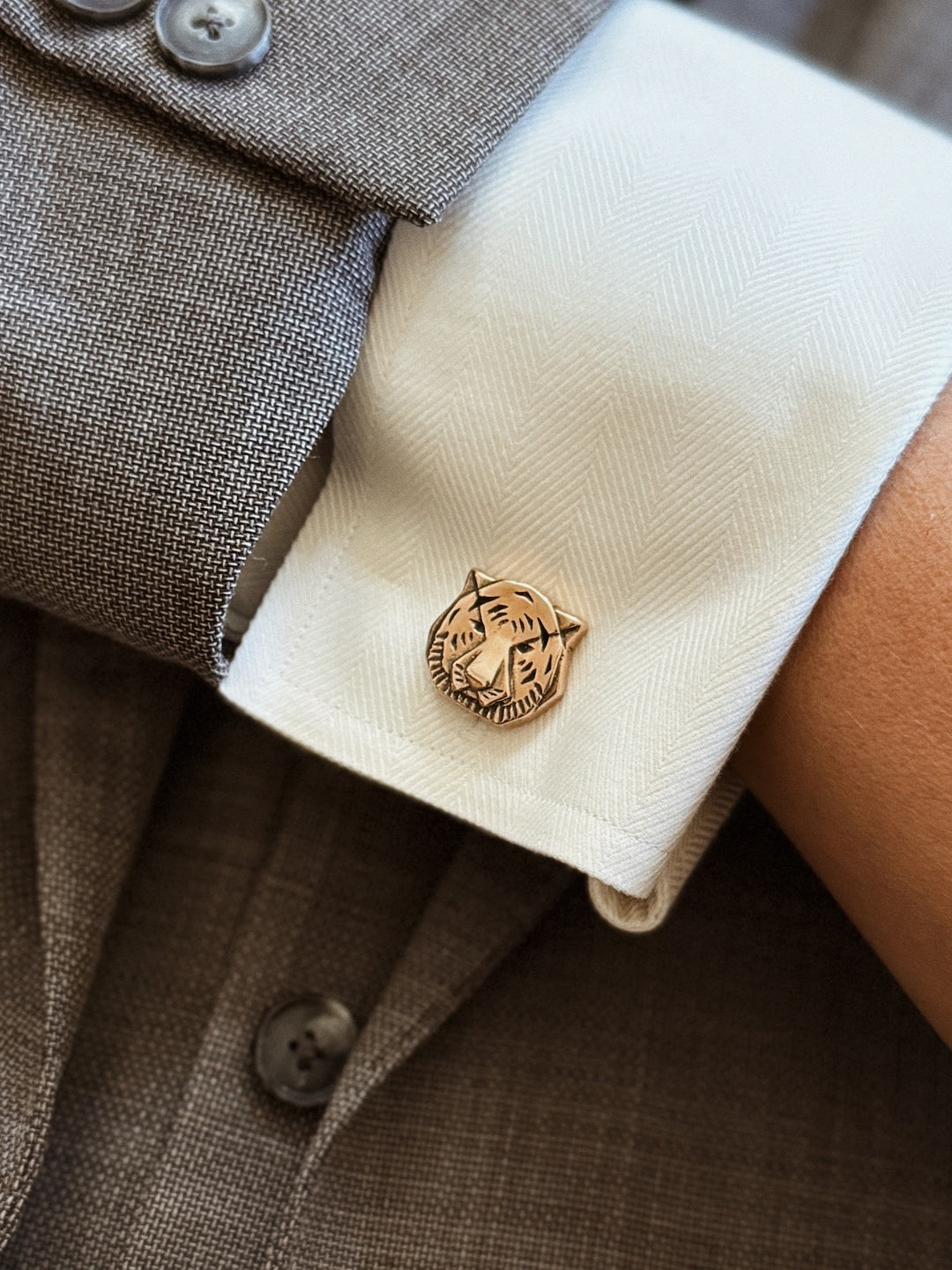 MIMOSA Handcrafted Bronze Tiger Cufflinks