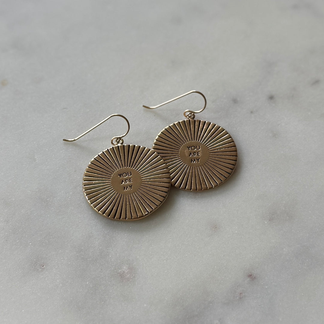 Bronze You Are My Sunshine Earrings from MIMOSA Handcrafted