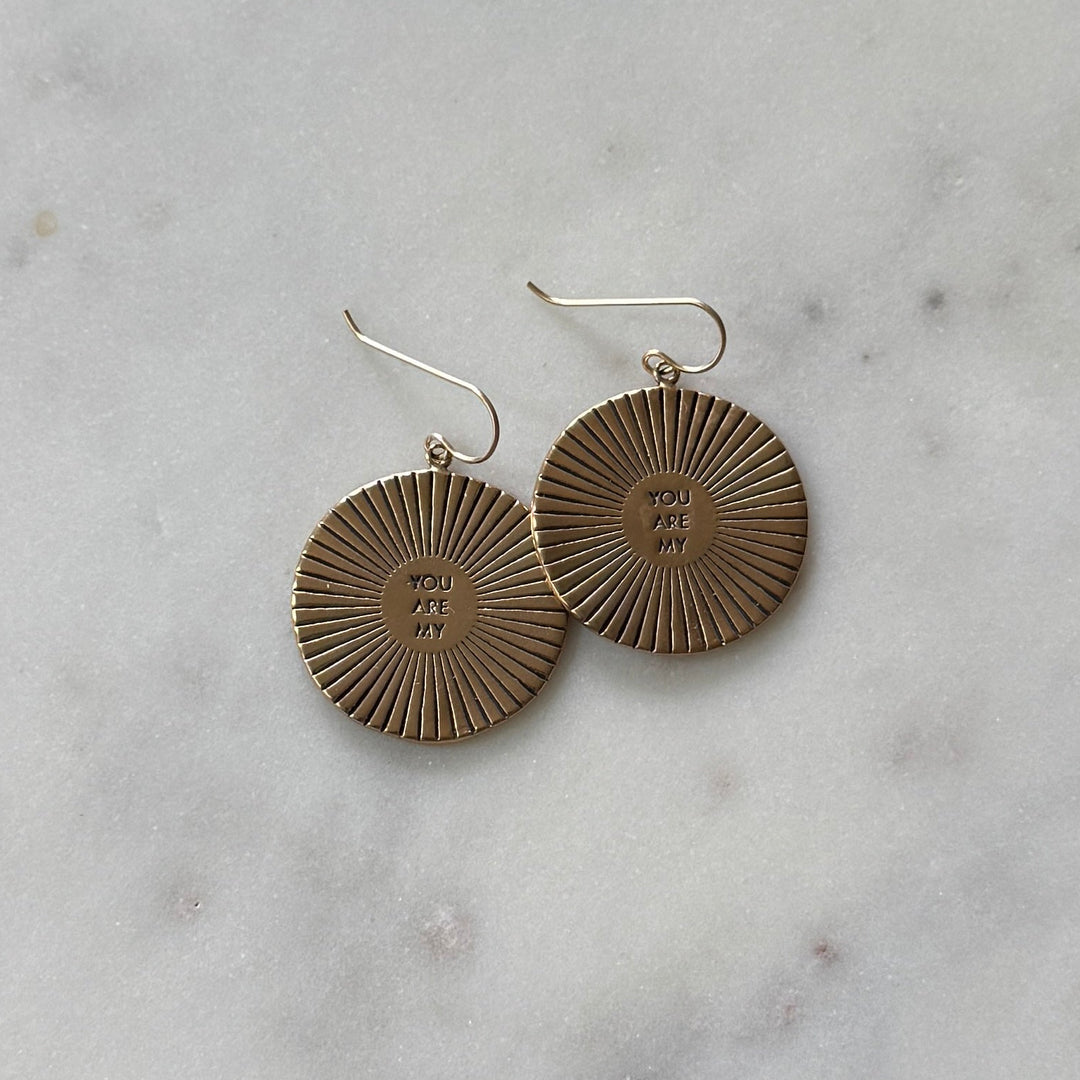 Bronze You Are My Sunshine Earrings from MIMOSA Handcrafted