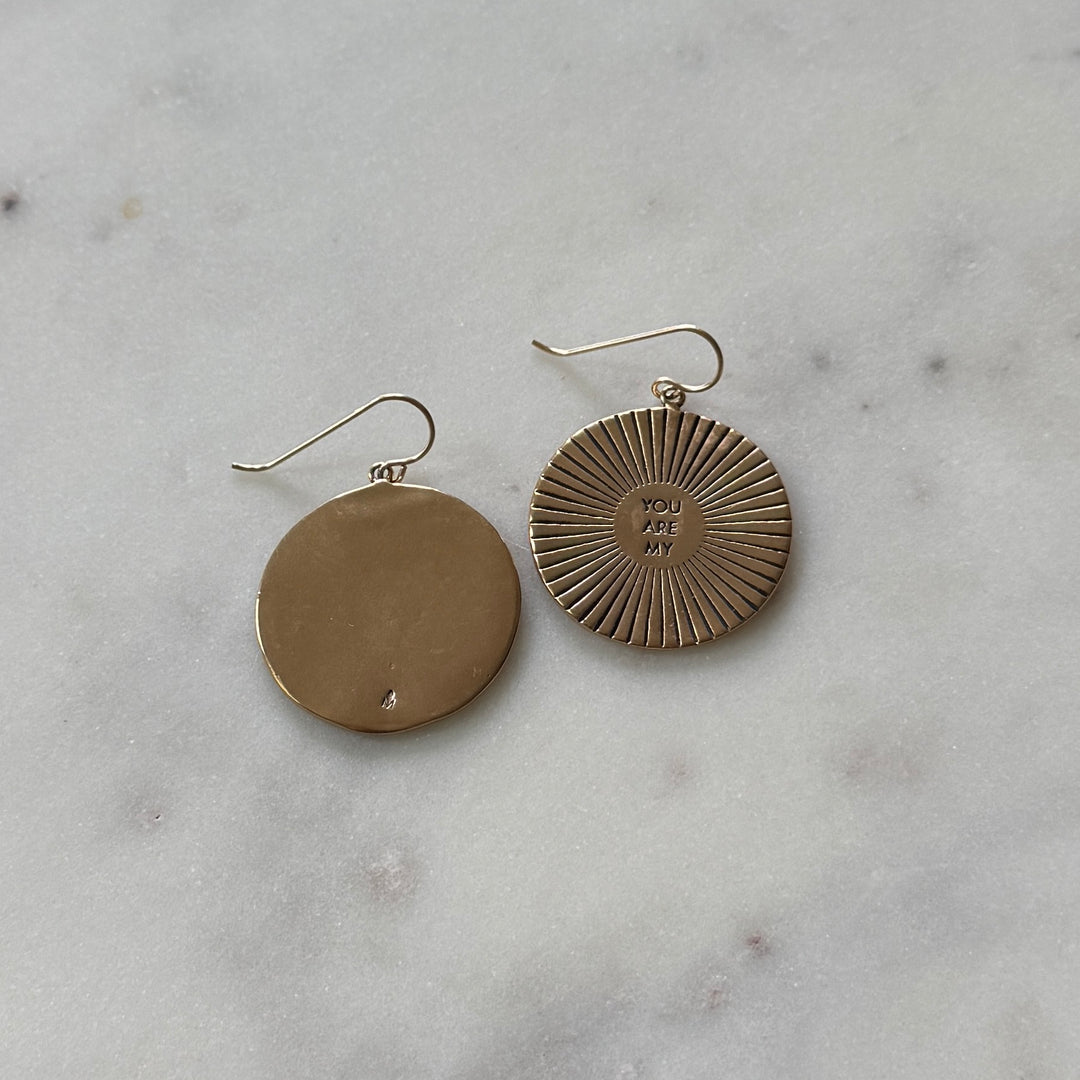 Bronze You Are My Sunshine Earrings from MIMOSA Handcrafted