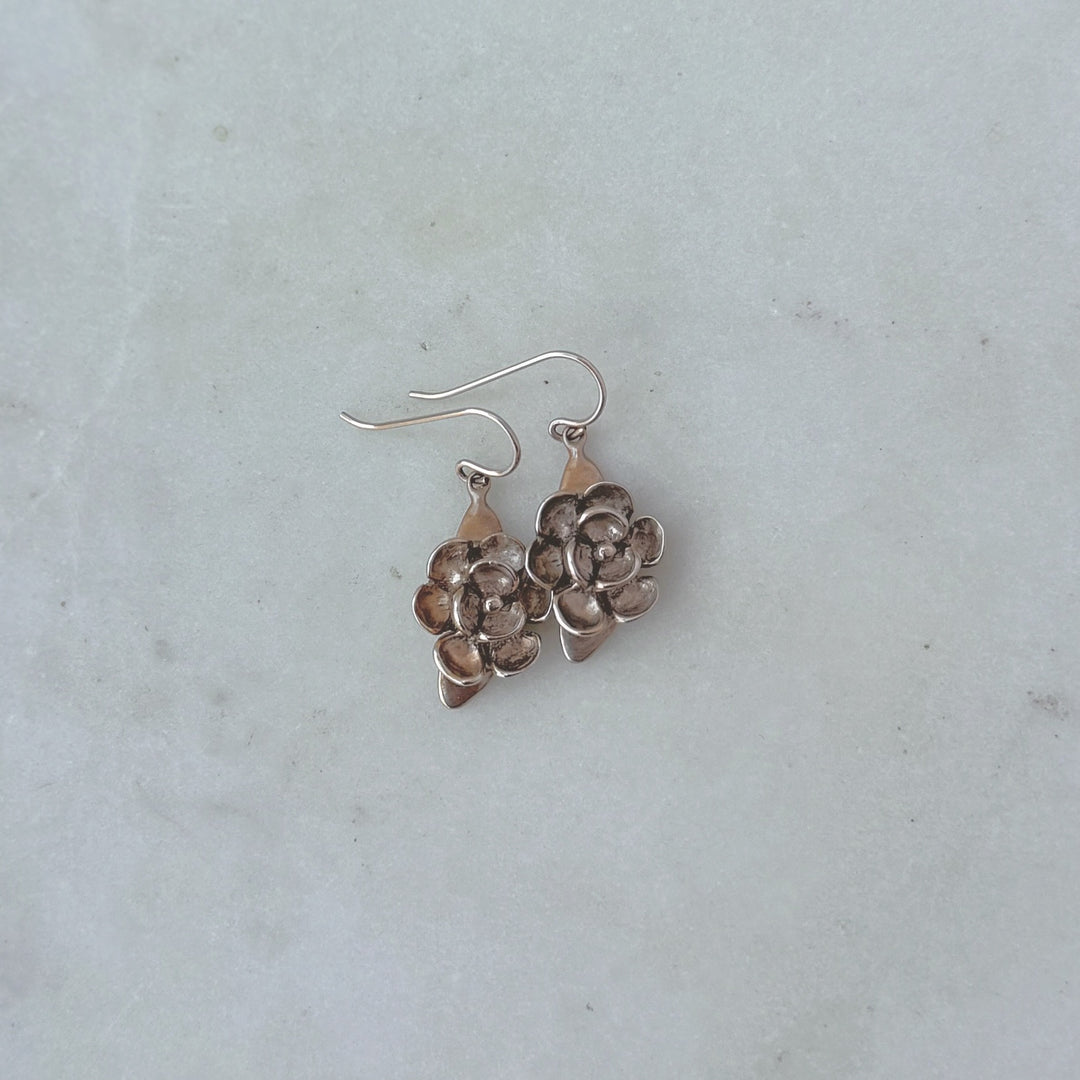 MIMOSA Handcrafted Bronze Magnolia Flower Earrings