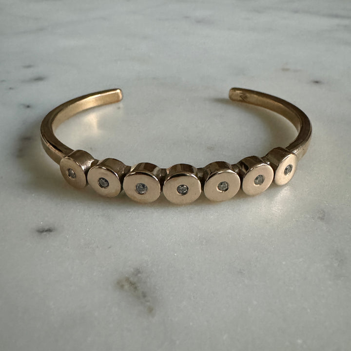 MIMOSA Handcrafted Minimal Circle Stone Cuff with Diamonds