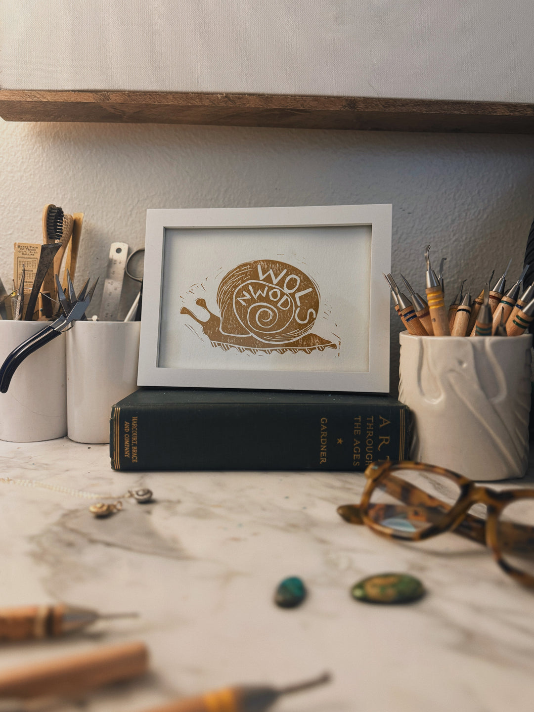 Snail Drawing that Says "Slow Down" Backwards