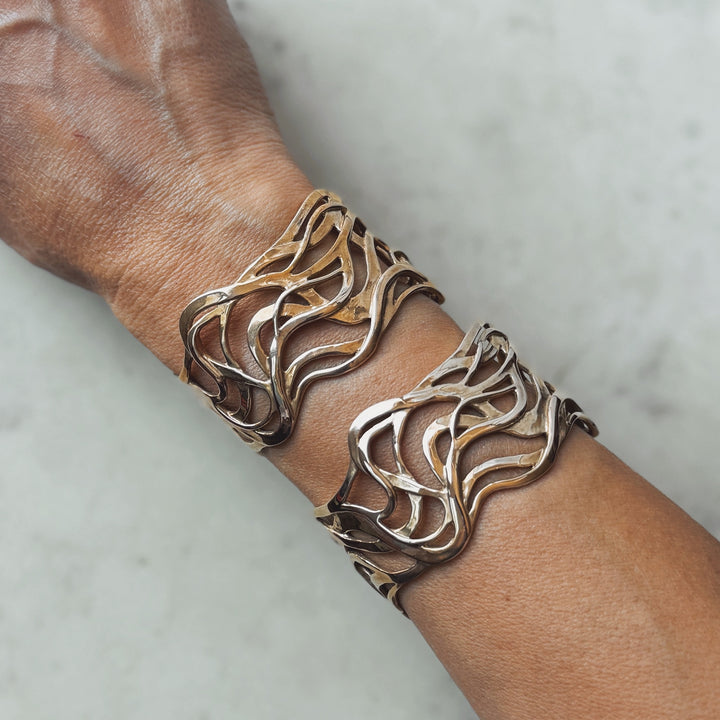 MIMOSA Handcrafted Bronze River Cuff in Sizes Small and Medium