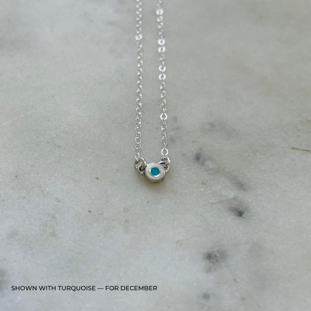 Handmade Sterling Silver Birthstone Necklace with Turquoise 