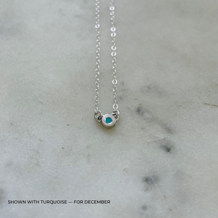 Handmade Sterling Silver Birthstone Necklace with Turquoise 
