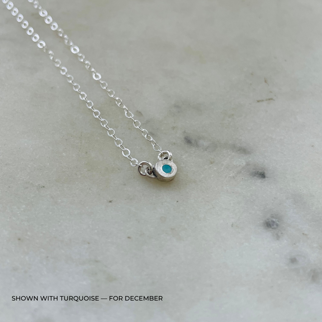 Handmade Sterling Silver Birthstone Necklace with Turquoise 
