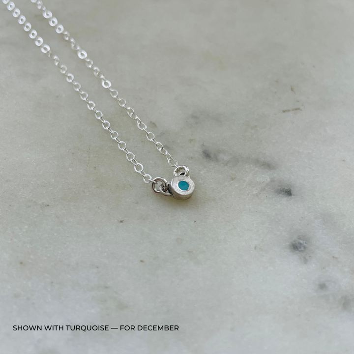 Handmade Sterling Silver Birthstone Necklace with Turquoise 