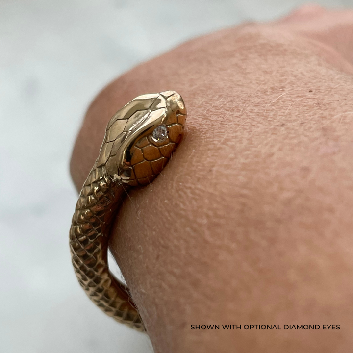 Person wearing Snake Cuff in Bronze