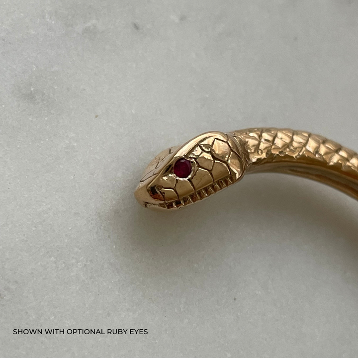 Bronze Snake-Rope Cuff with Ruby Eyes