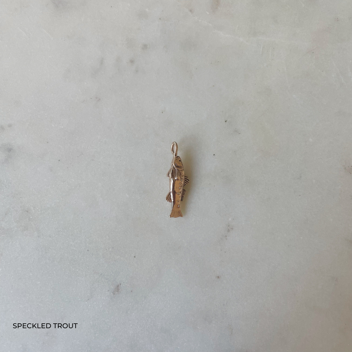 Speckled Trout Fish Pendant in 14K Yellow Gold 