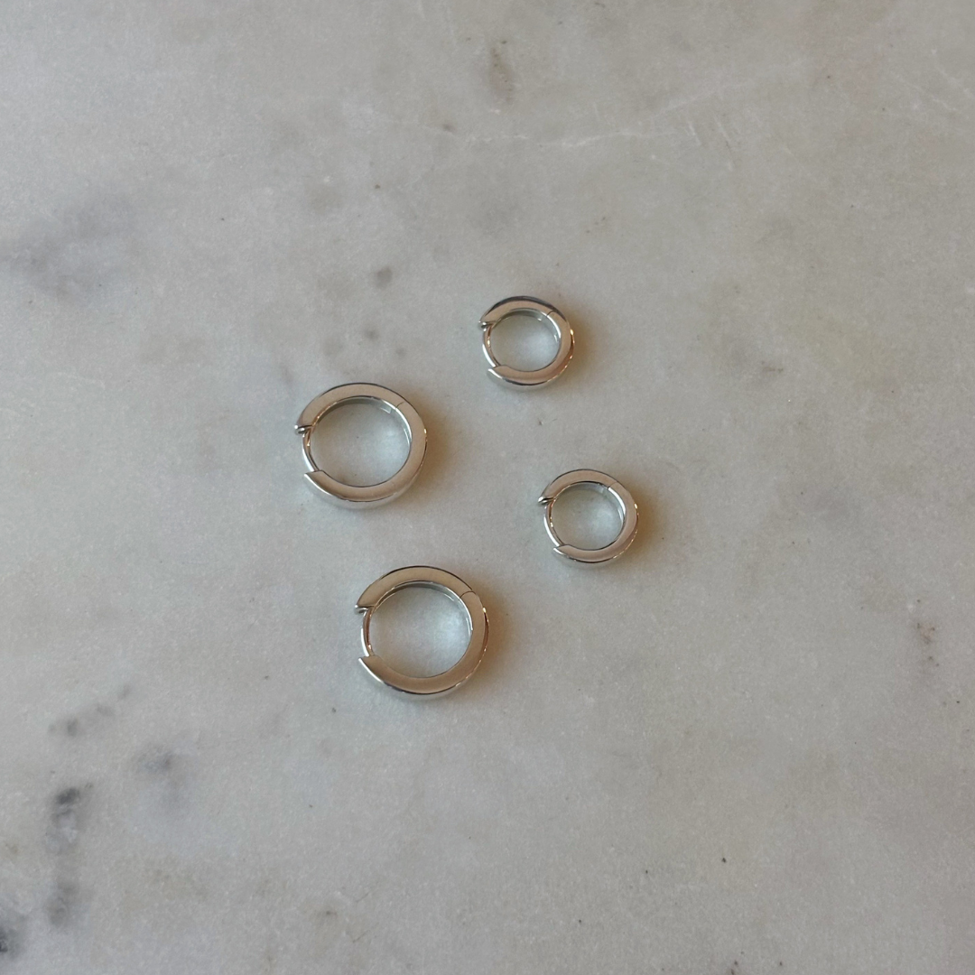 Sterling silver huggie hoops from MIMOSA Handcrafted
