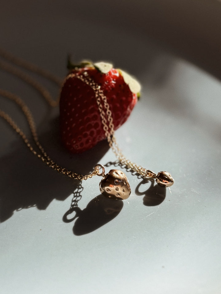 MIMOSA Handcrafted Large and Small Strawberry Pendants in Bronze