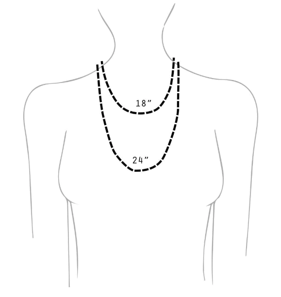 Necklace Length Measurement Chart Showing 18 Inches And 24"