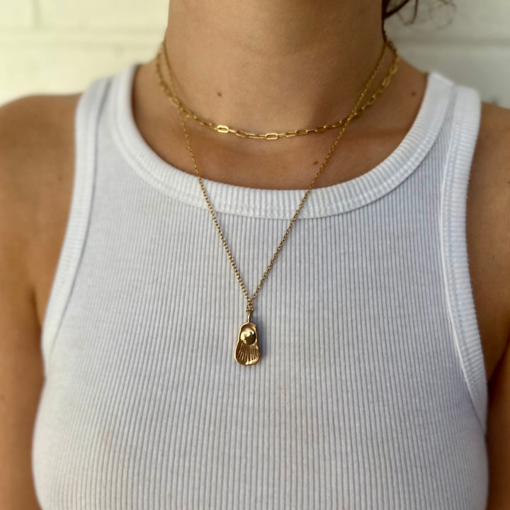 Woman Wearing Handcrafted Southern Scarab Pendant Necklace