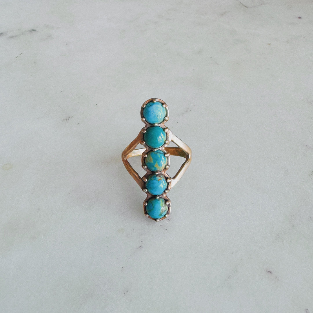 MIMOSA Handcrafted Bronze Row Ring with Turquoise