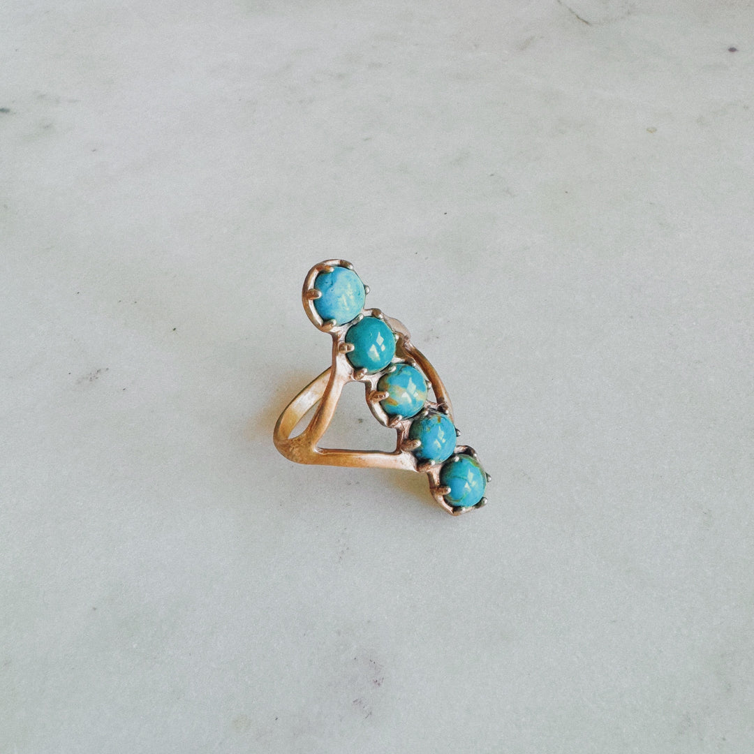 MIMOSA Handcrafted Bronze Row Ring with Turquoise