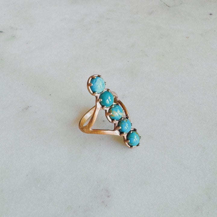 MIMOSA Handcrafted Bronze Row Ring with Turquoise